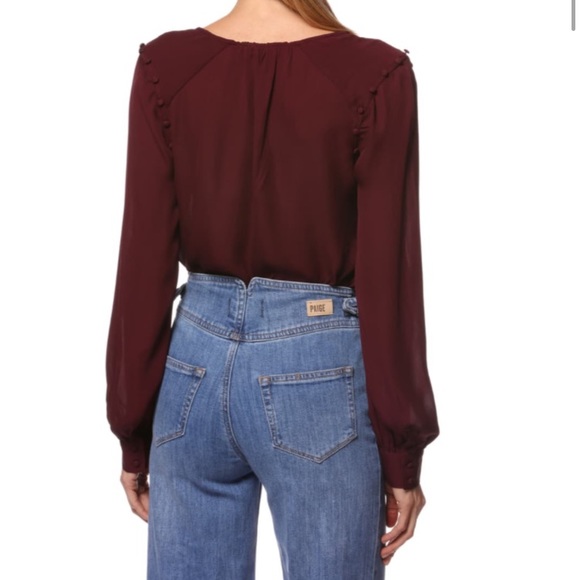 Paige Aurinda Silk Top in Burgundy (B) - Picture 2 of 8